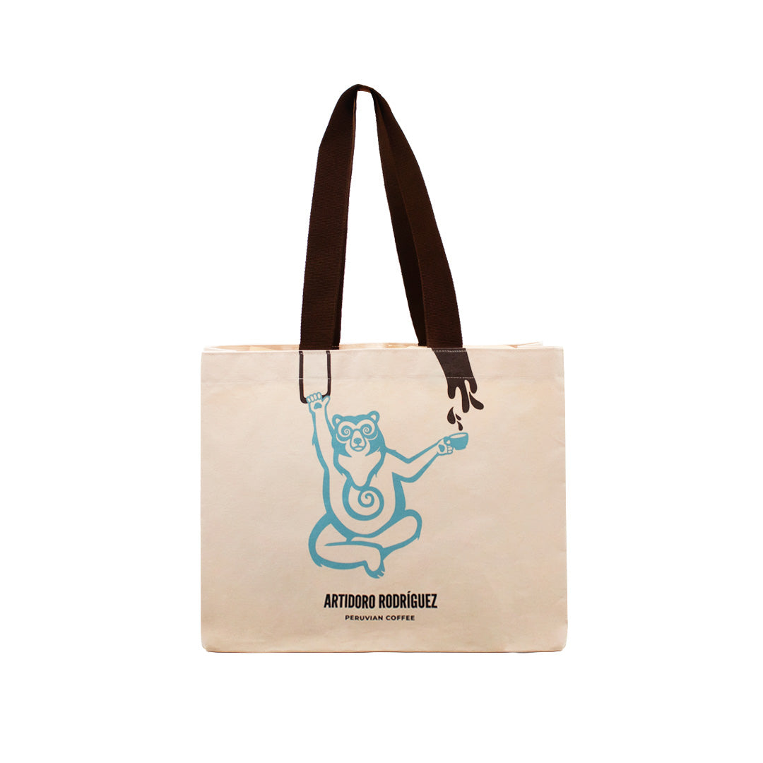 Tote Bag Travel Line edición Puno con ilustración del oso de anteojos - Artidoro Rodríguez Café
